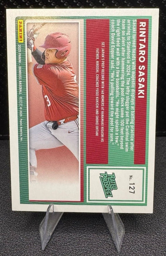 2025 Panini Donruss Rated Prospects 127 Rintaro Sasaki Green Lazer St. Louis Cardinals - 787 Hobby House