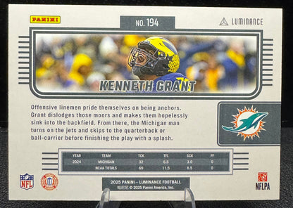 2025 Panini Luminance Purple 194 Kenneth Grant RC Miami Dolphins - 787 Hobby House