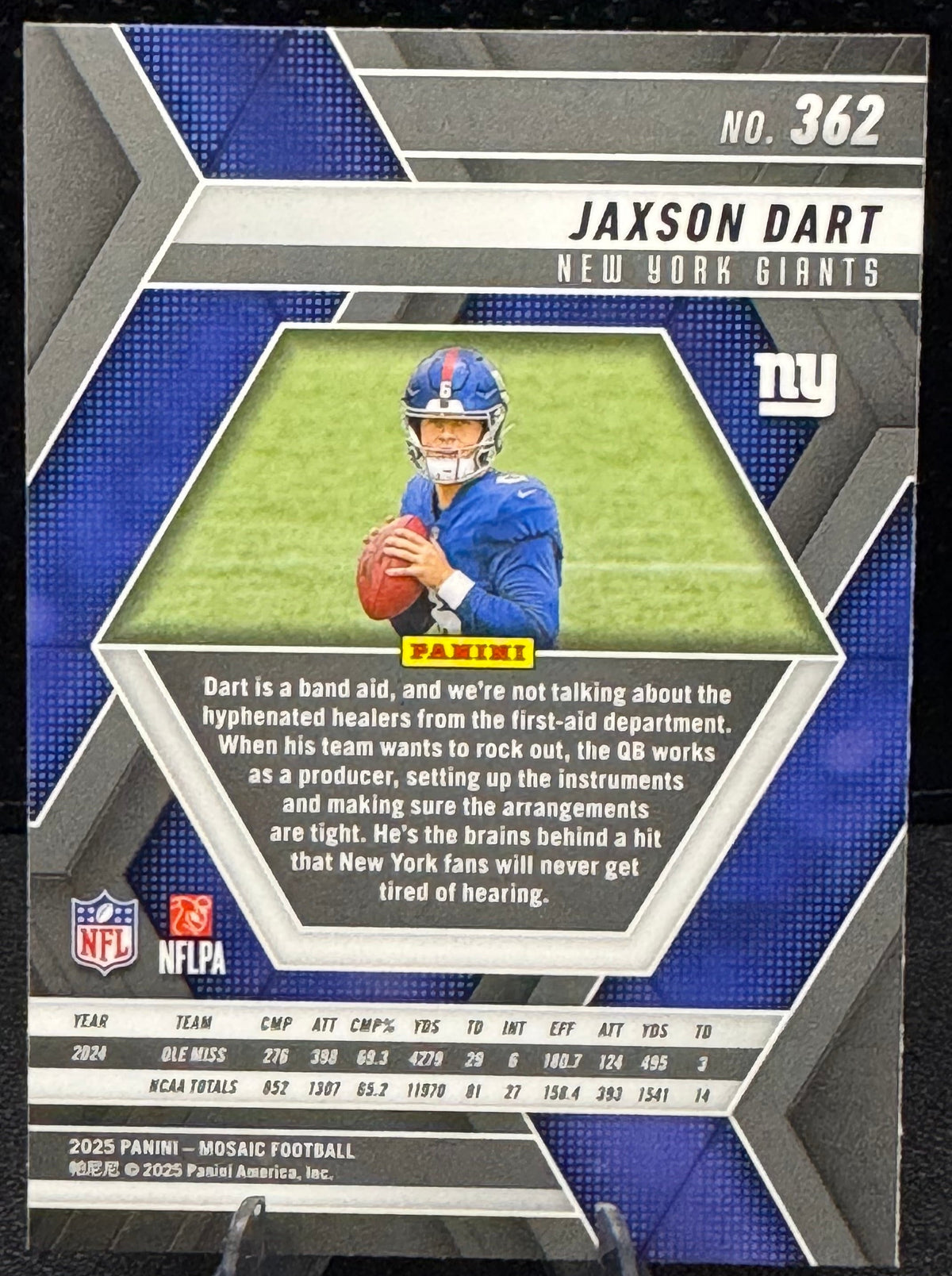2025 Panini Mosaic #362 Jaxson Dart RC New York Giants - 787 Hobby House