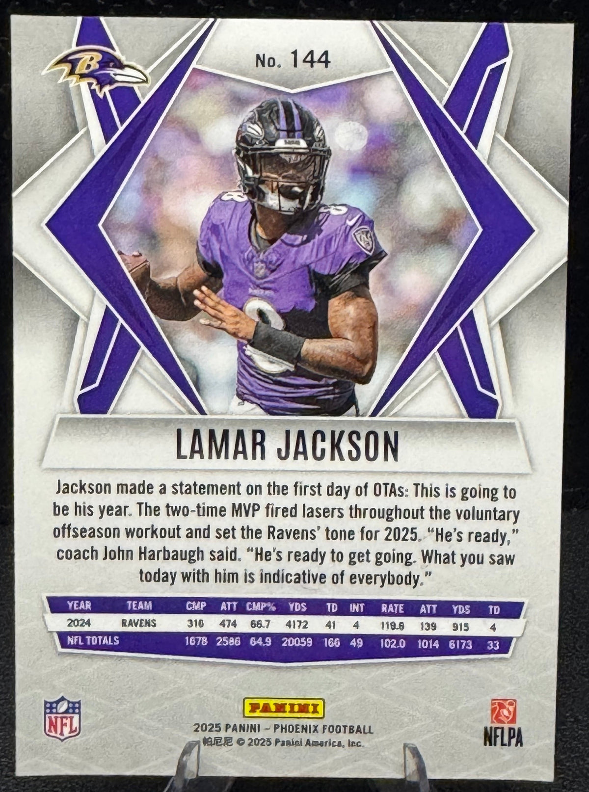 2025 Panini Phoenix #144 Lamar Jackson Baltimore Ravens - 787 Hobby House