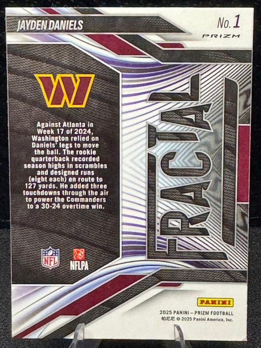 2025 Panini Prizm Fractal Green Prizm #1 Jayden Daniels Washington Commanders - 787 Hobby House
