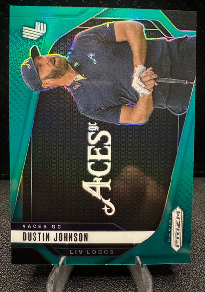 2025 Panini Prizm LIV 10 Dustin Johnson LIV Logos Prizms Teal 245/275 4 Aces GC - 787 Hobby House
