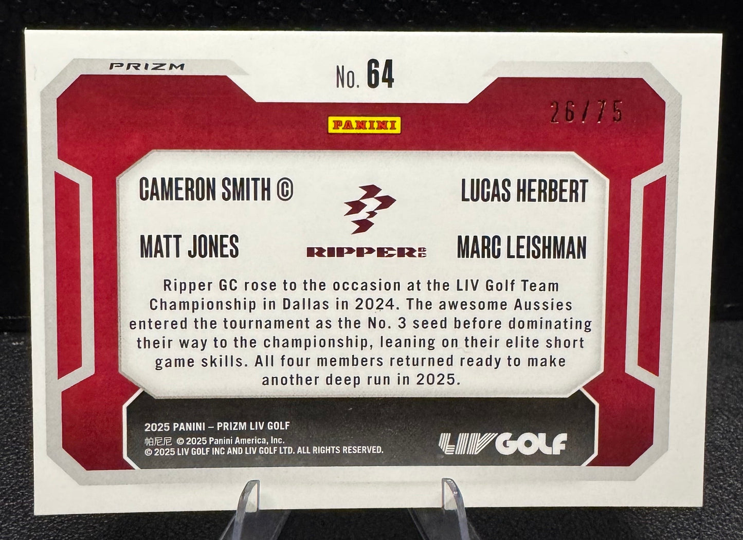 2025 Prizm LIV Orange 64 Matt Jones/Lucas Herbert/Marc Leishman/Cameron Smith - 787 Hobby House