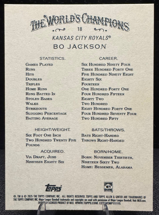 2025 Topps Allen & Ginter 18 Bo Jackson Kansas City Royals - 787 Hobby House