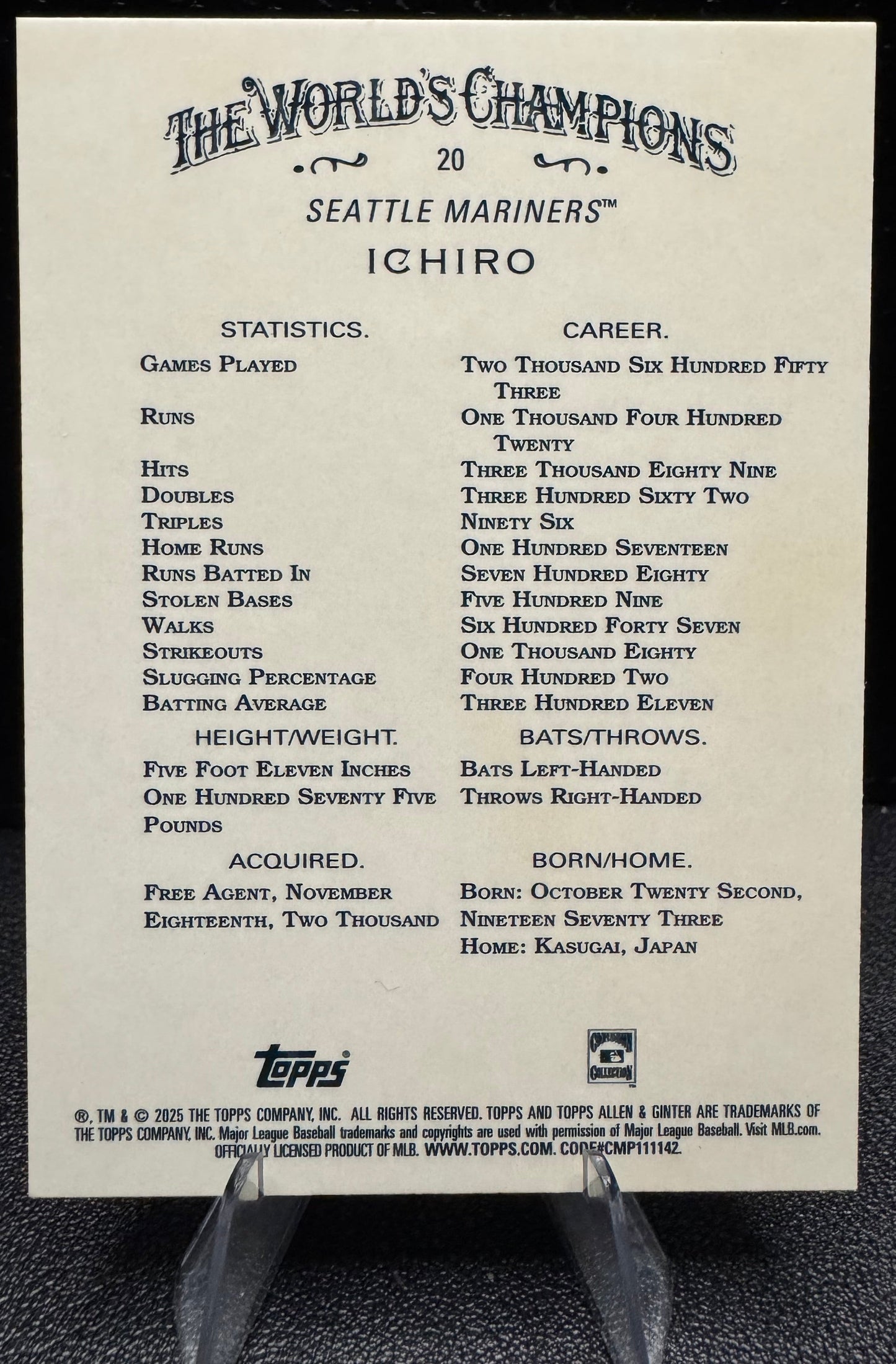 2025 Topps Allen & Ginter 20 Ichiro Chrome X - Fractor - 787 Hobby House