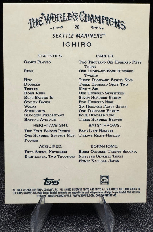 2025 Topps Allen & Ginter 20 Ichiro Chrome X - Fractor - 787 Hobby House