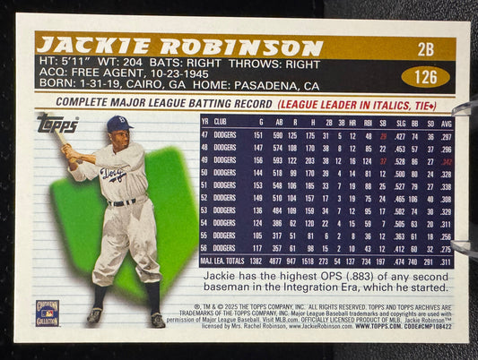 2025 Topps Archives 126b Jackie Robinson Brooklyn Dodgers - 787 Hobby House
