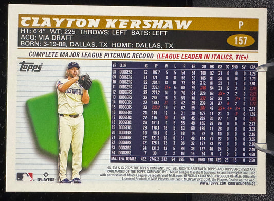 2025 Topps Archives 157 Clayton Kershaw Los Angeles Dodgers - 787 Hobby House