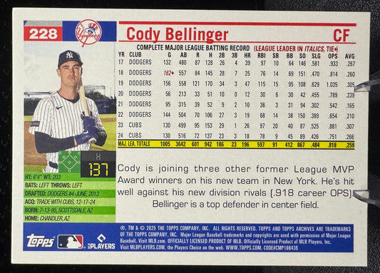 2025 Topps Archives 228 Cody Bellinger New York Yankees - 787 Hobby House
