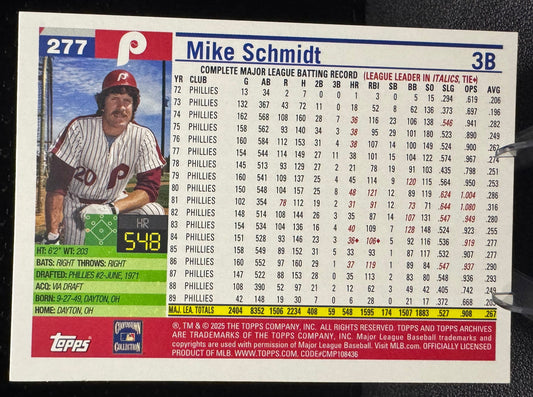 2025 Topps Archives 277 Mike Schmidt Philadelphia Phillies - 787 Hobby House