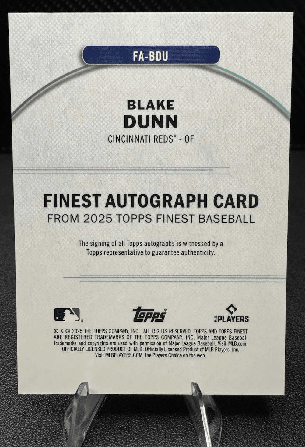 2025 Topps Finest Autographs FA - BDU Blake Dunn AU RC Blue Refractor 47/99 - 787 Hobby House