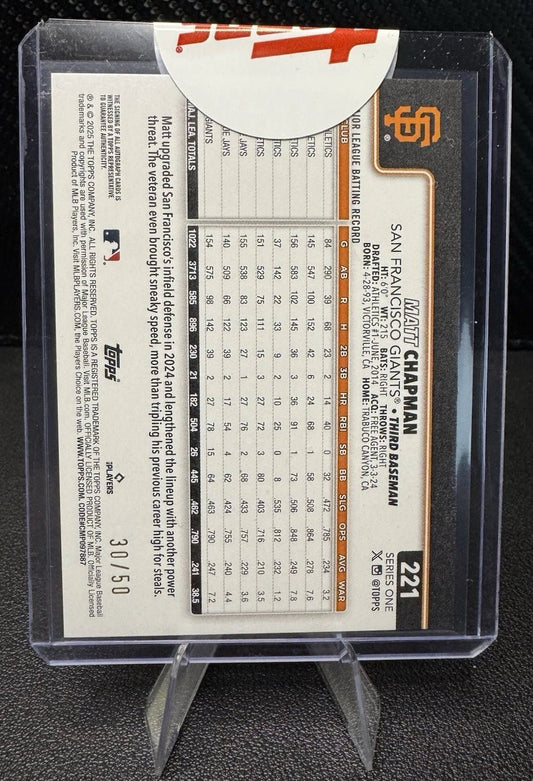 2025 Topps Flagship Real One Autographs Gold Foil 221 Matt Chapman 30/50 EXCH - 787 Hobby House