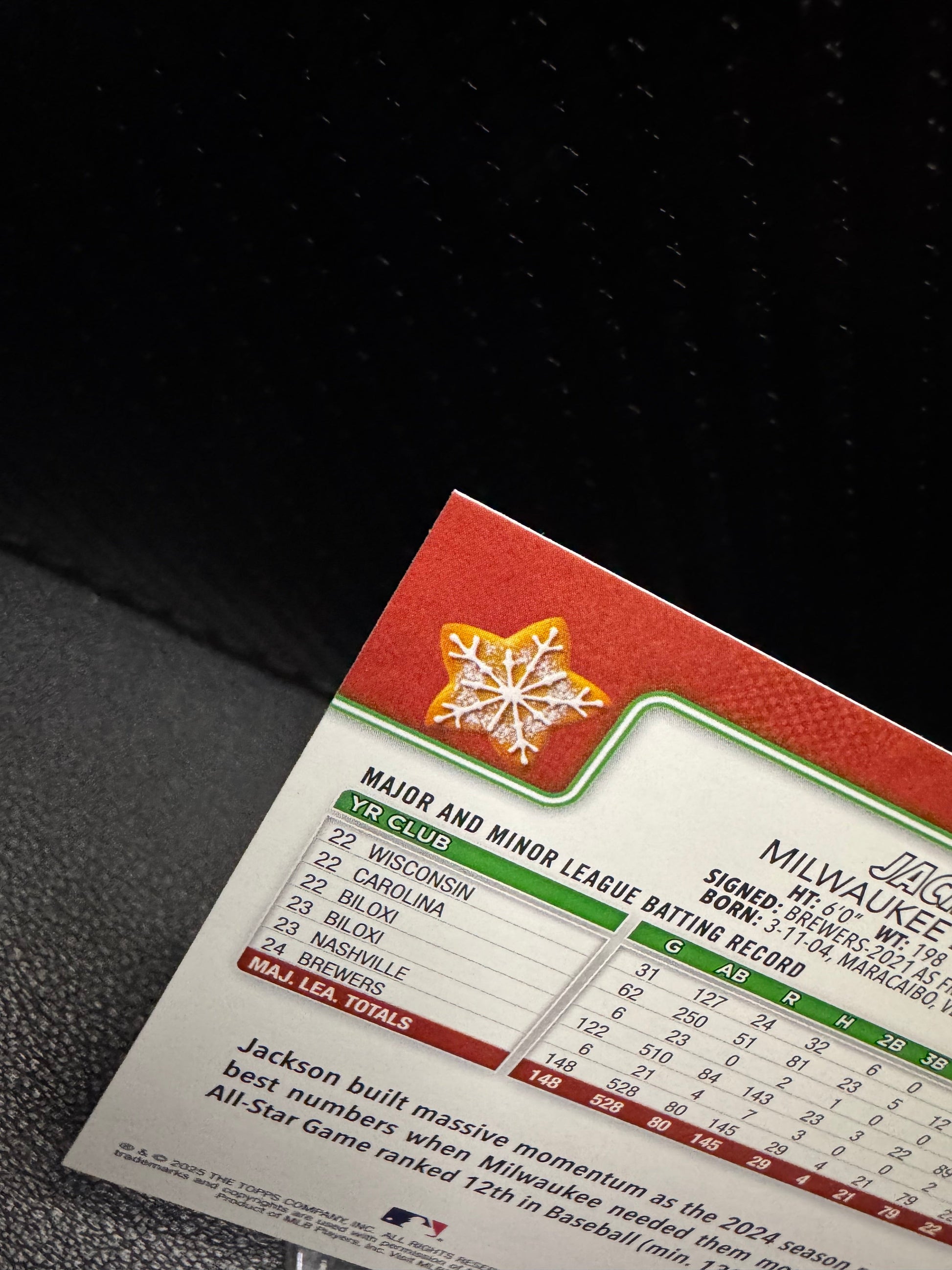 2025 Topps Holiday Cookie Back SP H182c Jackson Chourio Milwaukee Brewers - 787 Hobby House