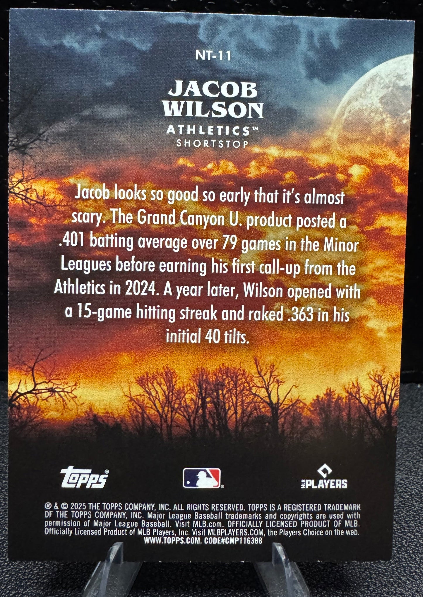 2025 Topps Update - Night Terrors NT - 11 Jacob Wilson RC Athletics - 787 Hobby House