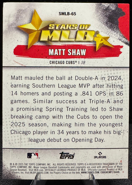 2025 Topps Update - Stars of MLB SMLB - 65 Matt Shaw RC Chicago Cubs - 787 Hobby House