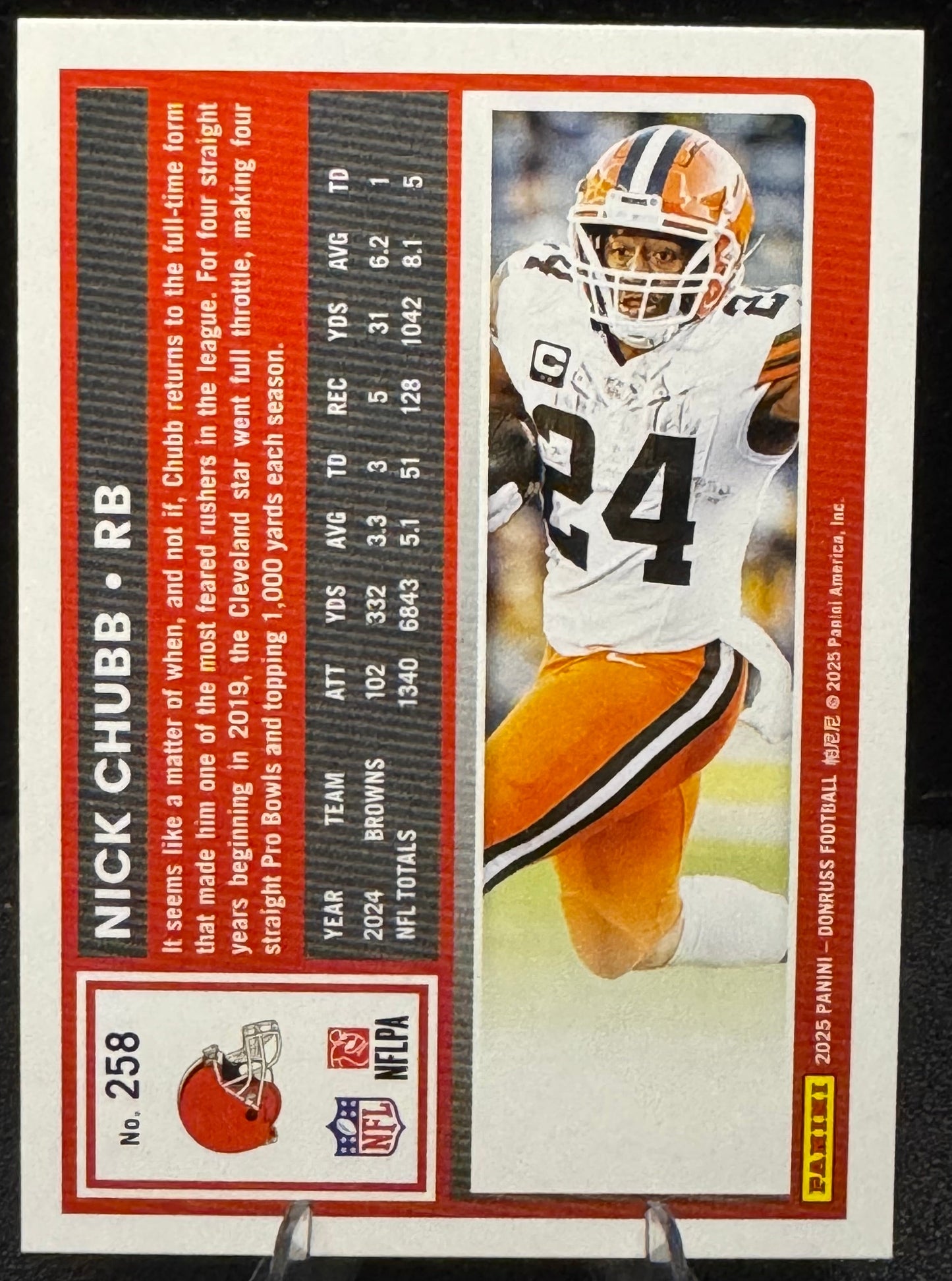 2025 Donruss Press Proof Purple #258 Nick Chubb Cleveland Browns