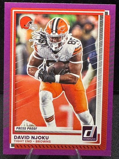 2025 Donruss Press Proof Purple #98 David Njoku Cleveland Browns