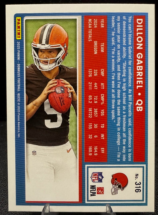 2025 Donruss 316 Dillon Gabriel RR RC Cleveland Browns - 787 Hobby House
