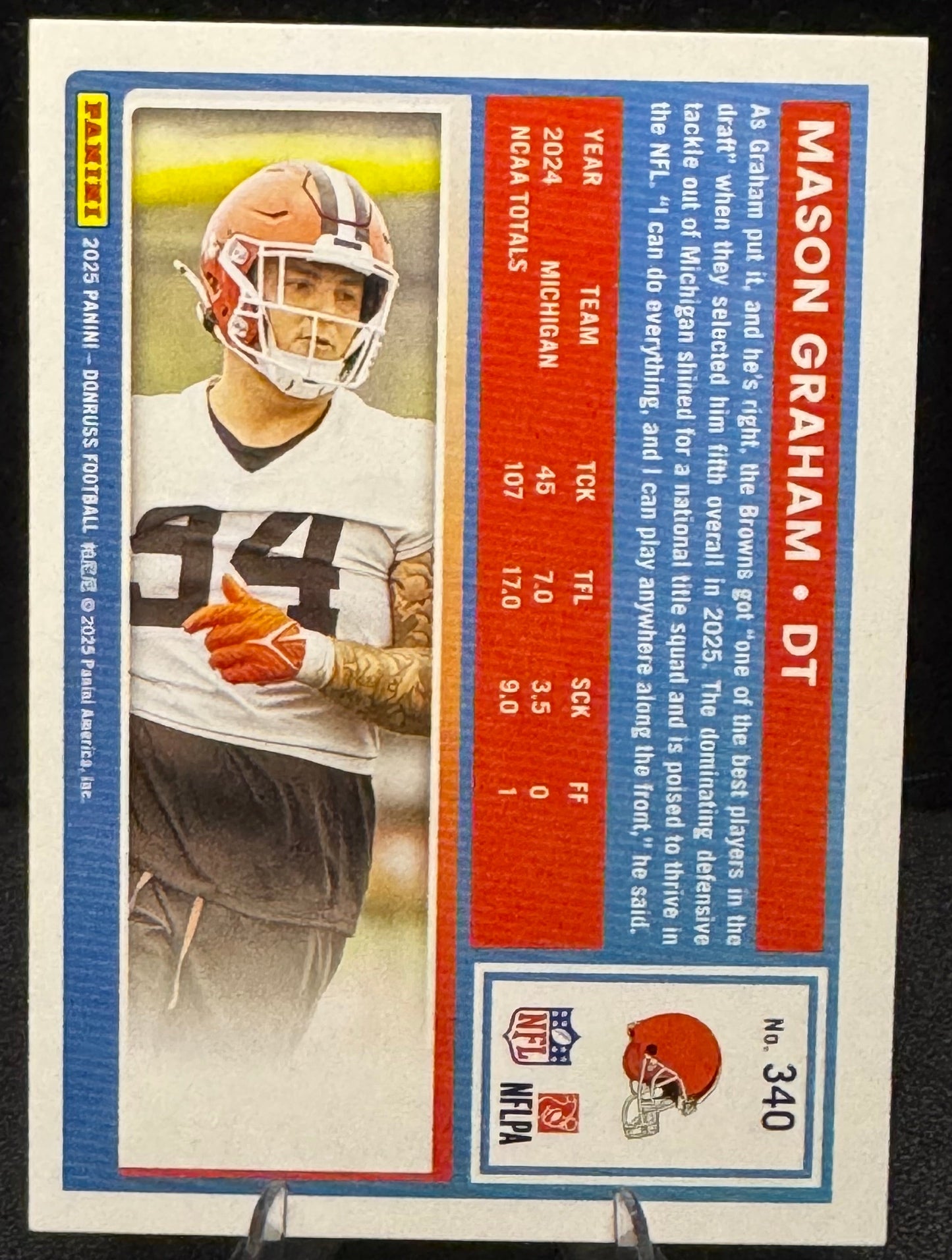 2025 Donruss Rated Rookie #340 Mason Graham RC Cleveland Browns