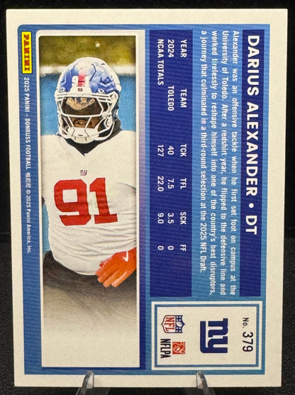 2025 Donruss Rated Rookie #379 Darius Alexander RC New York Giants