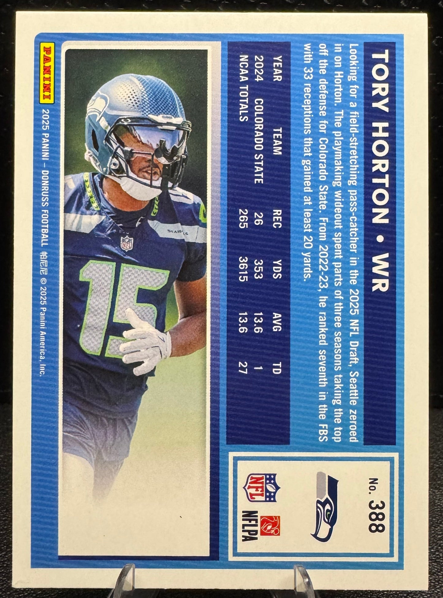 2025 Donruss Rated Rookie #388 Tory Horton RC Seattle Seahawks