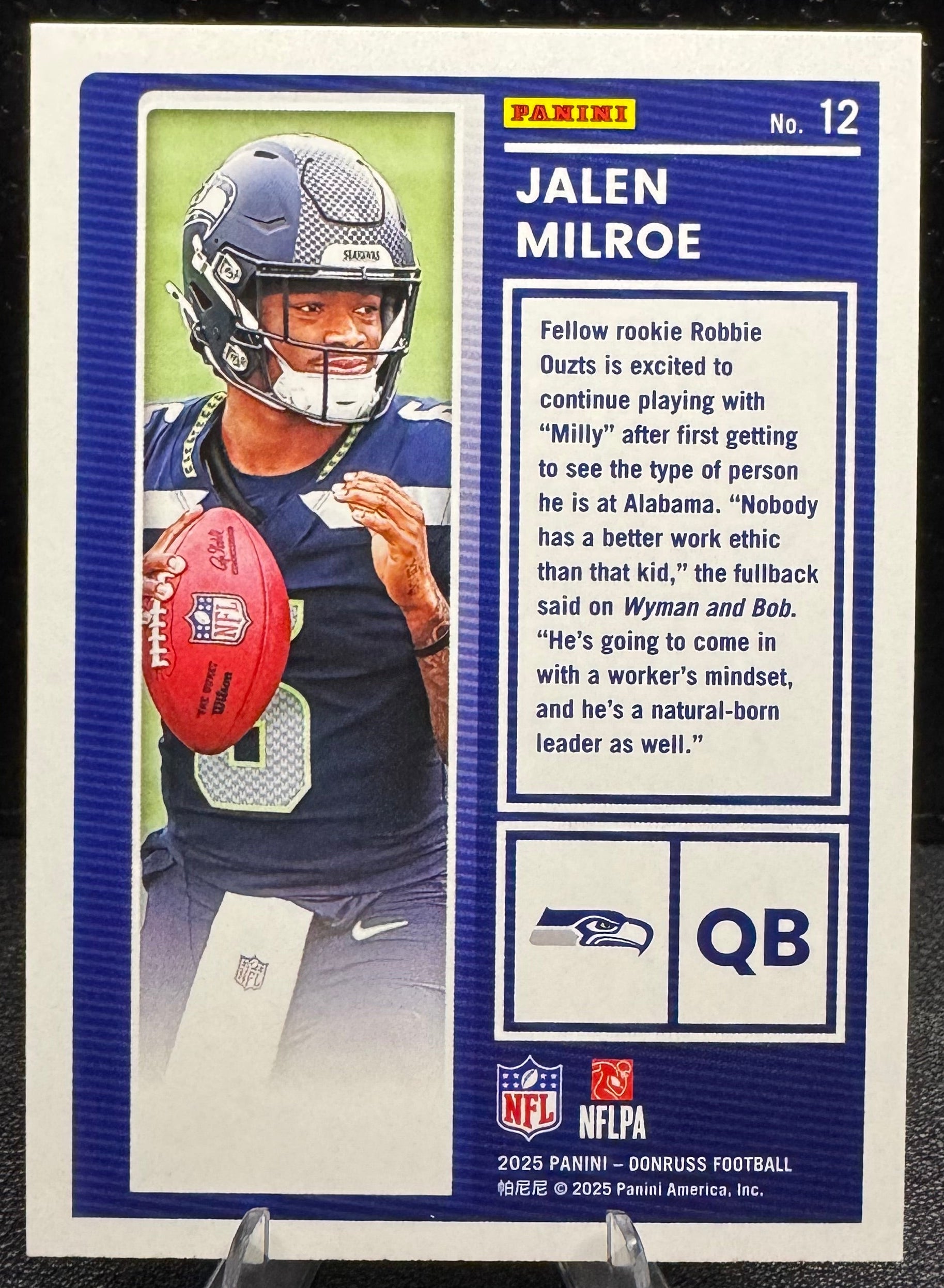 2025 Donruss The Rookies #12 Jalen Milroe Seattle Seahawks