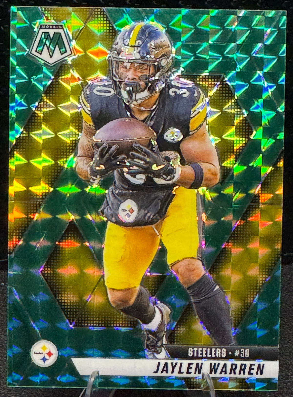 2025 Panini Mosaic Green Jaylen Warren #144 Pittsburgh Steelers