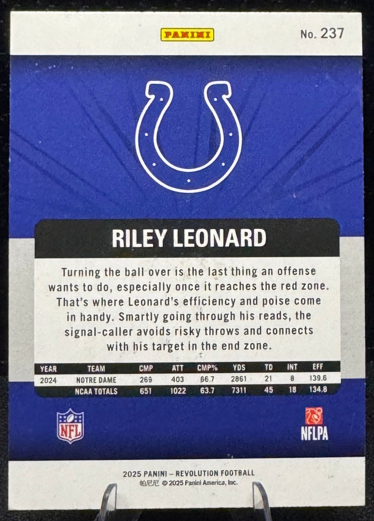 2025 Panini Revolution #237 Riley Leonard RC Indianapolis Colts