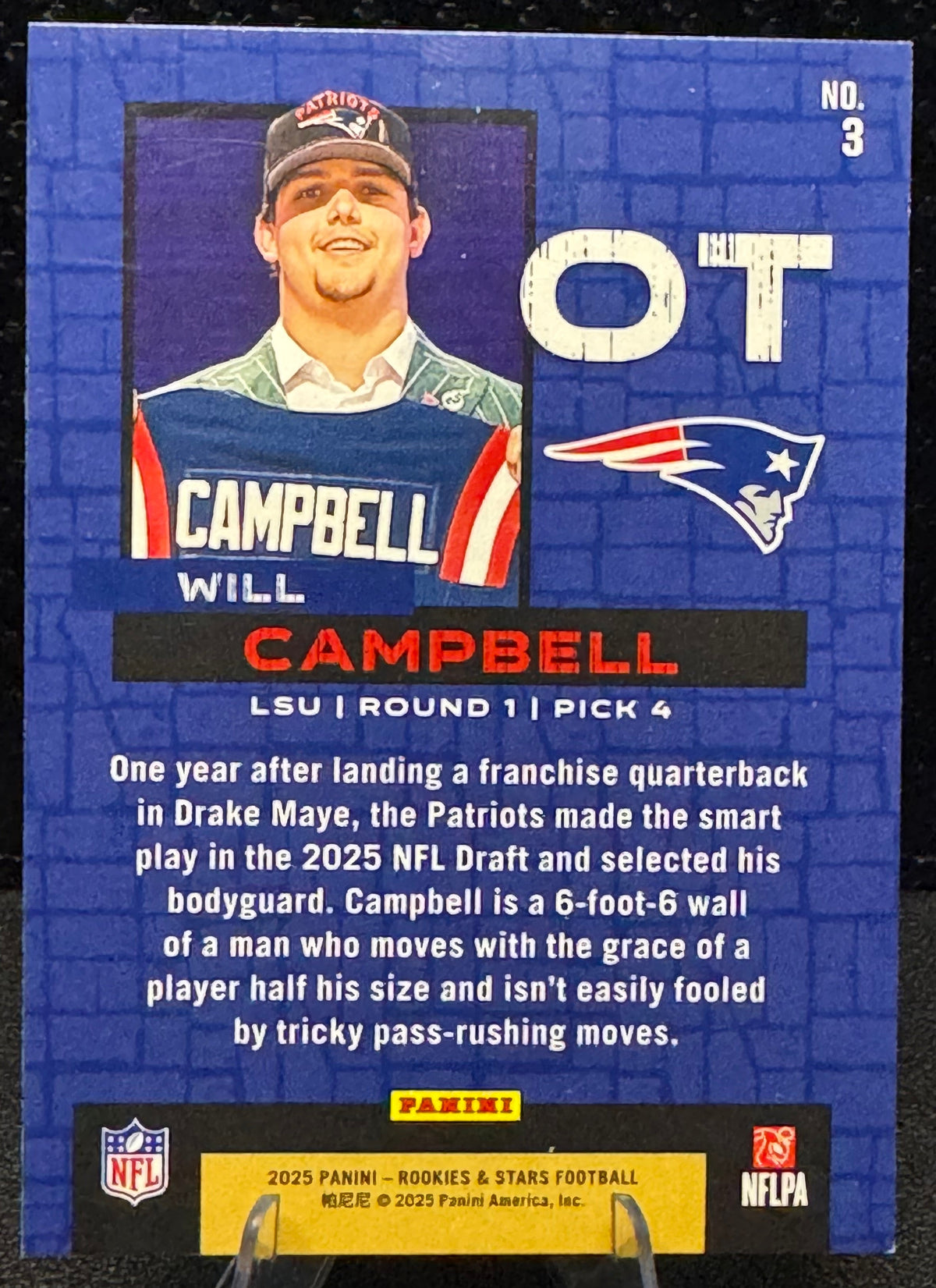 2025 Panini Rookies & Stars Draft Class Rookie #3 Will Campbell RC New England Patriots