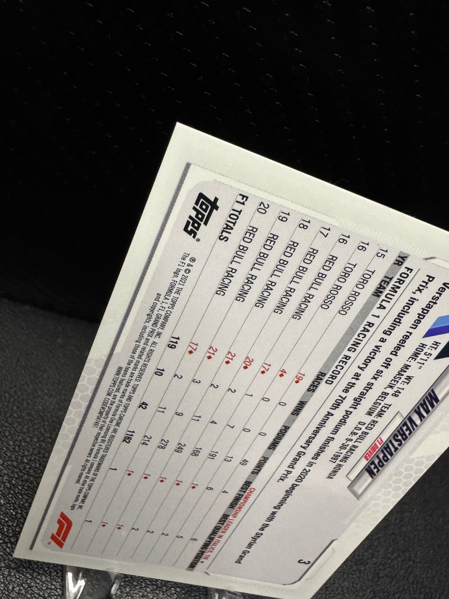 2021 Topps Chrome Formula 1 #3 Max Verstappen Red Bull Racing Honda