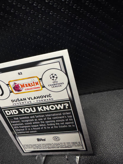 2022-23 Topps Merlin UEFA Atomic Refractors #82 Dusan Vlahovic 17/250 Juventus