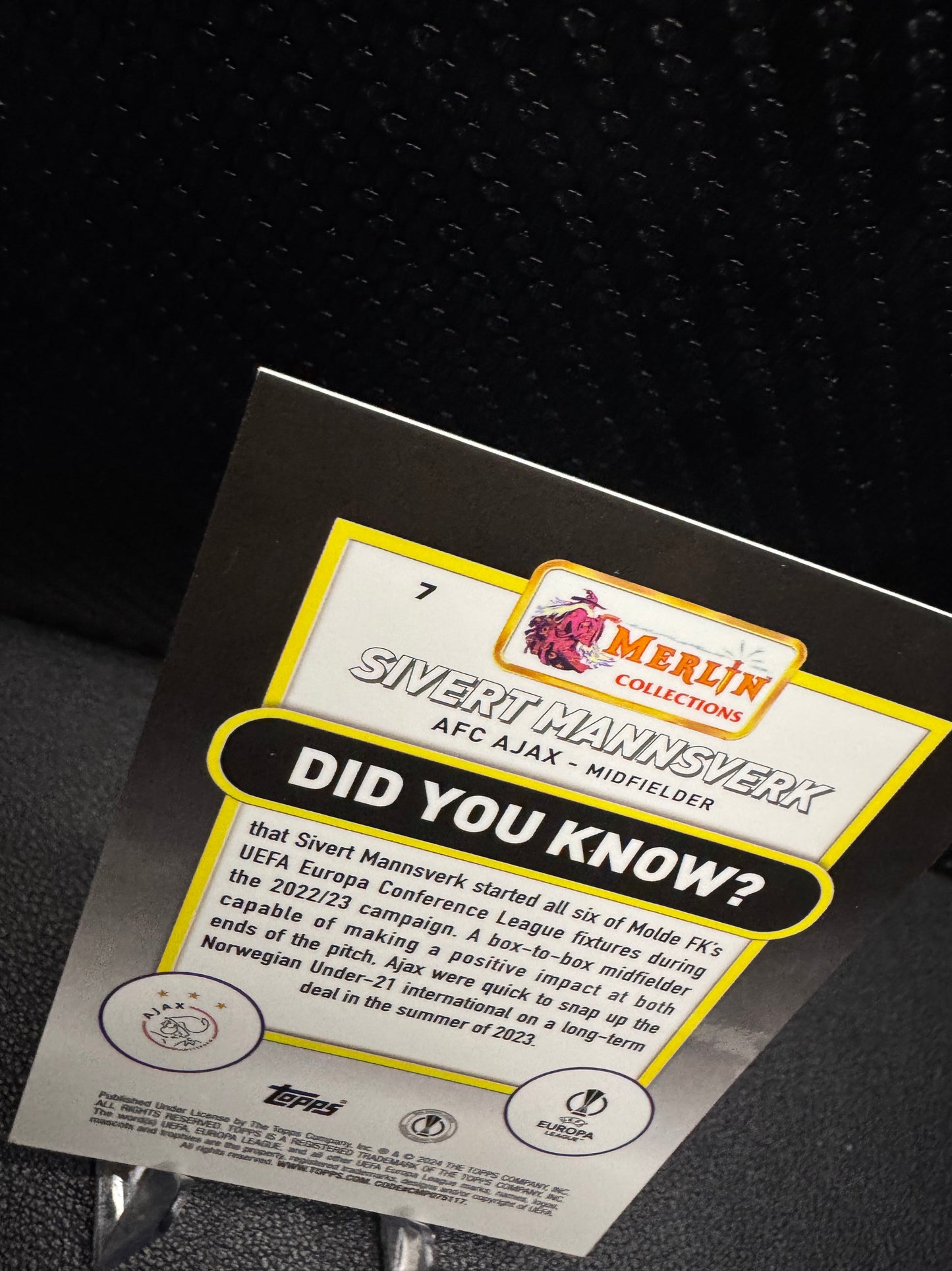 2023-24 Merlin UEFA Club Competitions Neon Green Shimmer Refractors #7 Sivert Mannsverk RC 295/399